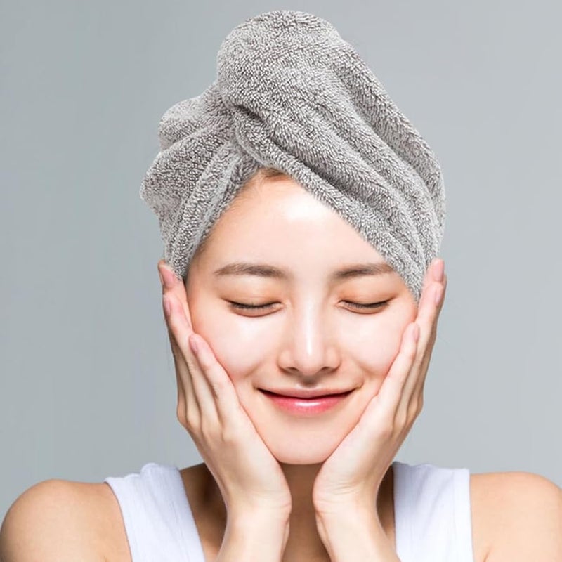GLEAVI 2 Pack Coral Fleece Hair Towel Caps Quick Drying Absorbent Shower Wrap for Women - Image 5